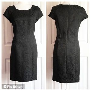 Contemporaine Exclusivite Simons Black Floral Jacquard Sheath Dress Large